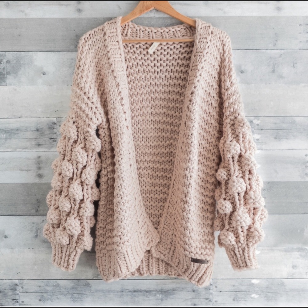 Chunky hand made Pom Pom cardigan (Emily’)